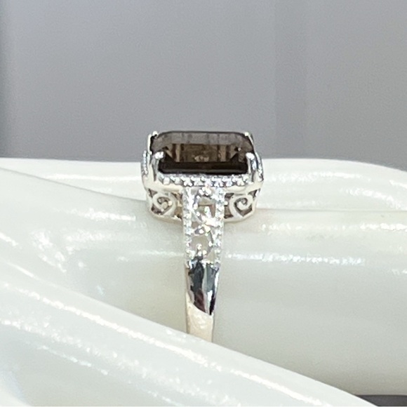 Brazilian Smoky Quartz Sterling Silver Solitaire Ring Sz 9 - Picture 6 of 9